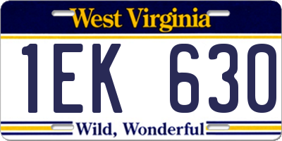 WV license plate 1EK630