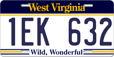 WV license plate 1EK632