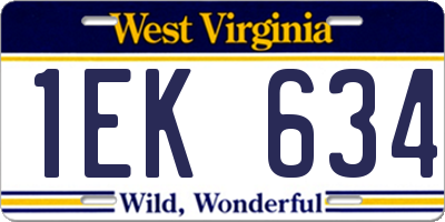 WV license plate 1EK634