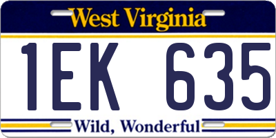 WV license plate 1EK635