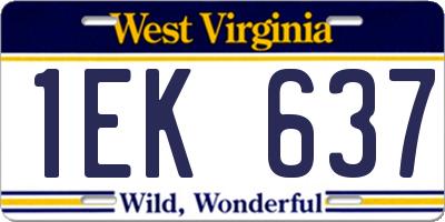 WV license plate 1EK637