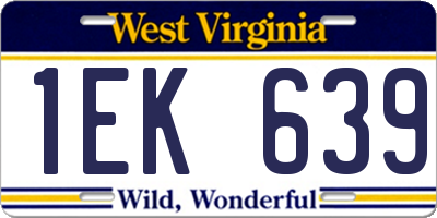 WV license plate 1EK639