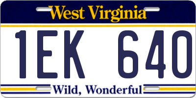 WV license plate 1EK640