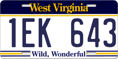 WV license plate 1EK643