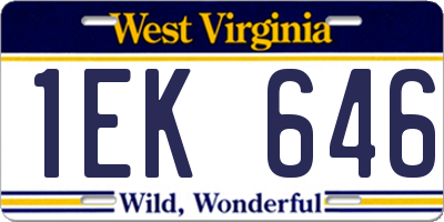 WV license plate 1EK646