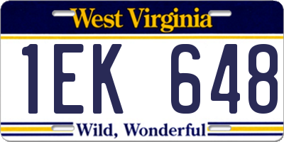 WV license plate 1EK648