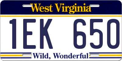 WV license plate 1EK650