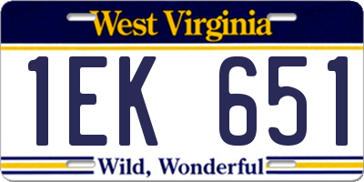 WV license plate 1EK651