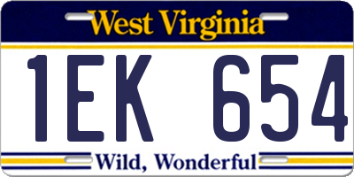 WV license plate 1EK654