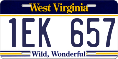 WV license plate 1EK657