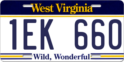 WV license plate 1EK660