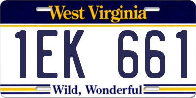 WV license plate 1EK661