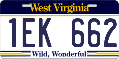 WV license plate 1EK662