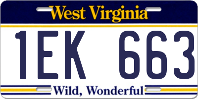 WV license plate 1EK663
