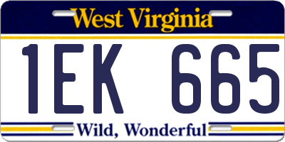 WV license plate 1EK665