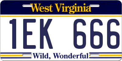 WV license plate 1EK666