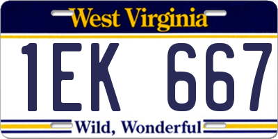 WV license plate 1EK667