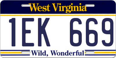 WV license plate 1EK669