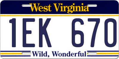 WV license plate 1EK670