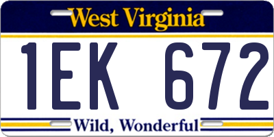 WV license plate 1EK672