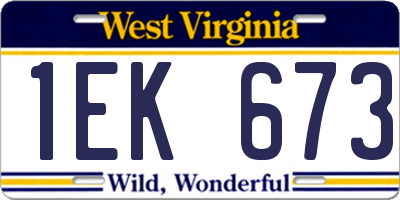 WV license plate 1EK673