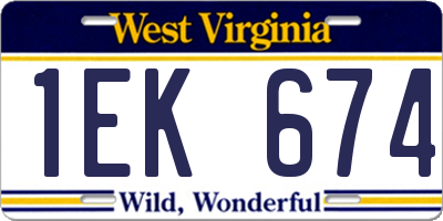 WV license plate 1EK674