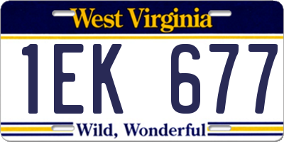 WV license plate 1EK677