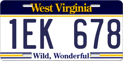 WV license plate 1EK678