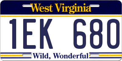 WV license plate 1EK680