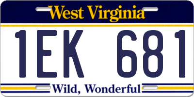 WV license plate 1EK681