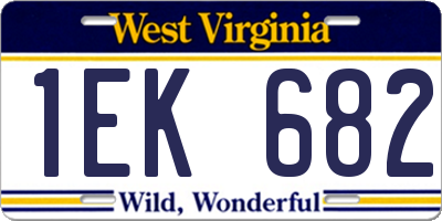 WV license plate 1EK682