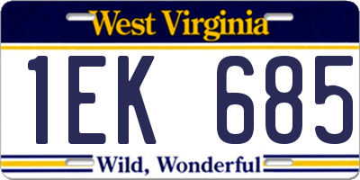 WV license plate 1EK685