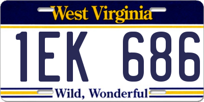 WV license plate 1EK686