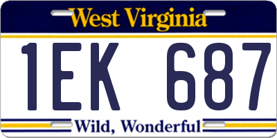 WV license plate 1EK687