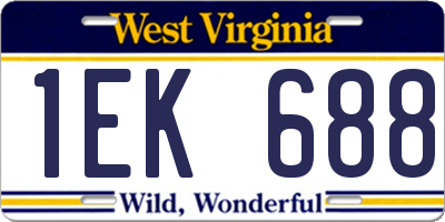 WV license plate 1EK688