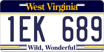 WV license plate 1EK689