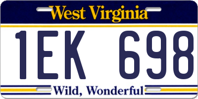 WV license plate 1EK698