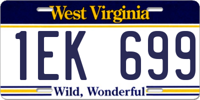WV license plate 1EK699