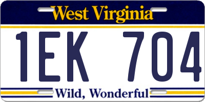 WV license plate 1EK704