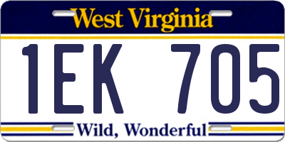 WV license plate 1EK705