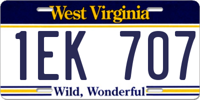 WV license plate 1EK707