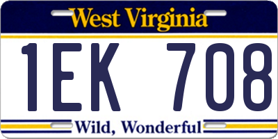 WV license plate 1EK708