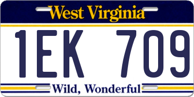 WV license plate 1EK709