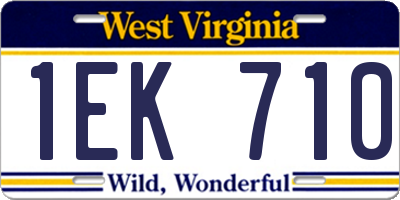 WV license plate 1EK710