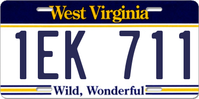 WV license plate 1EK711