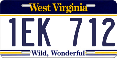 WV license plate 1EK712