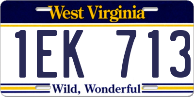 WV license plate 1EK713