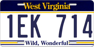 WV license plate 1EK714