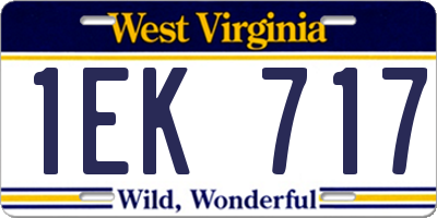WV license plate 1EK717