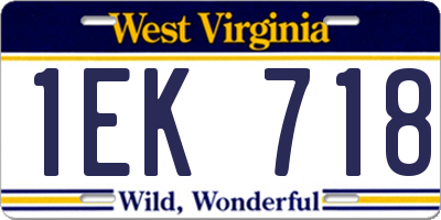 WV license plate 1EK718